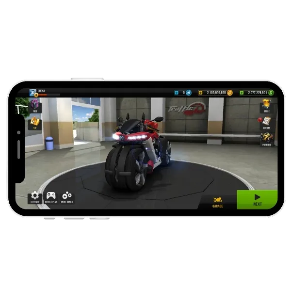 Smooth interface in traffic rider mod apk 