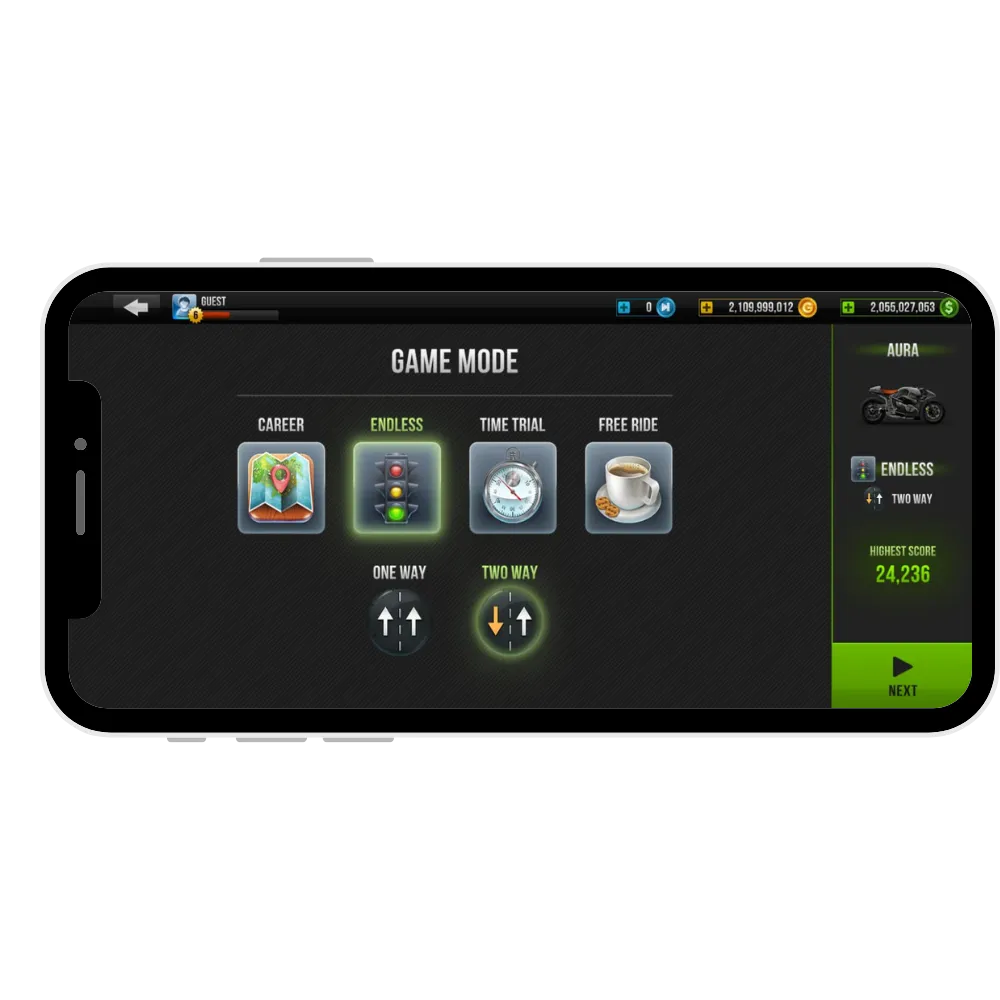 Endless mode in Traffic Rider Mod Apk