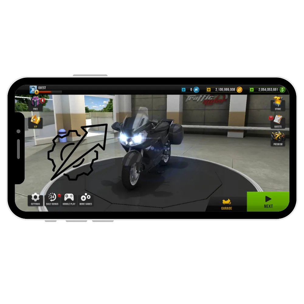 Interface get better in traffic rider mod apk