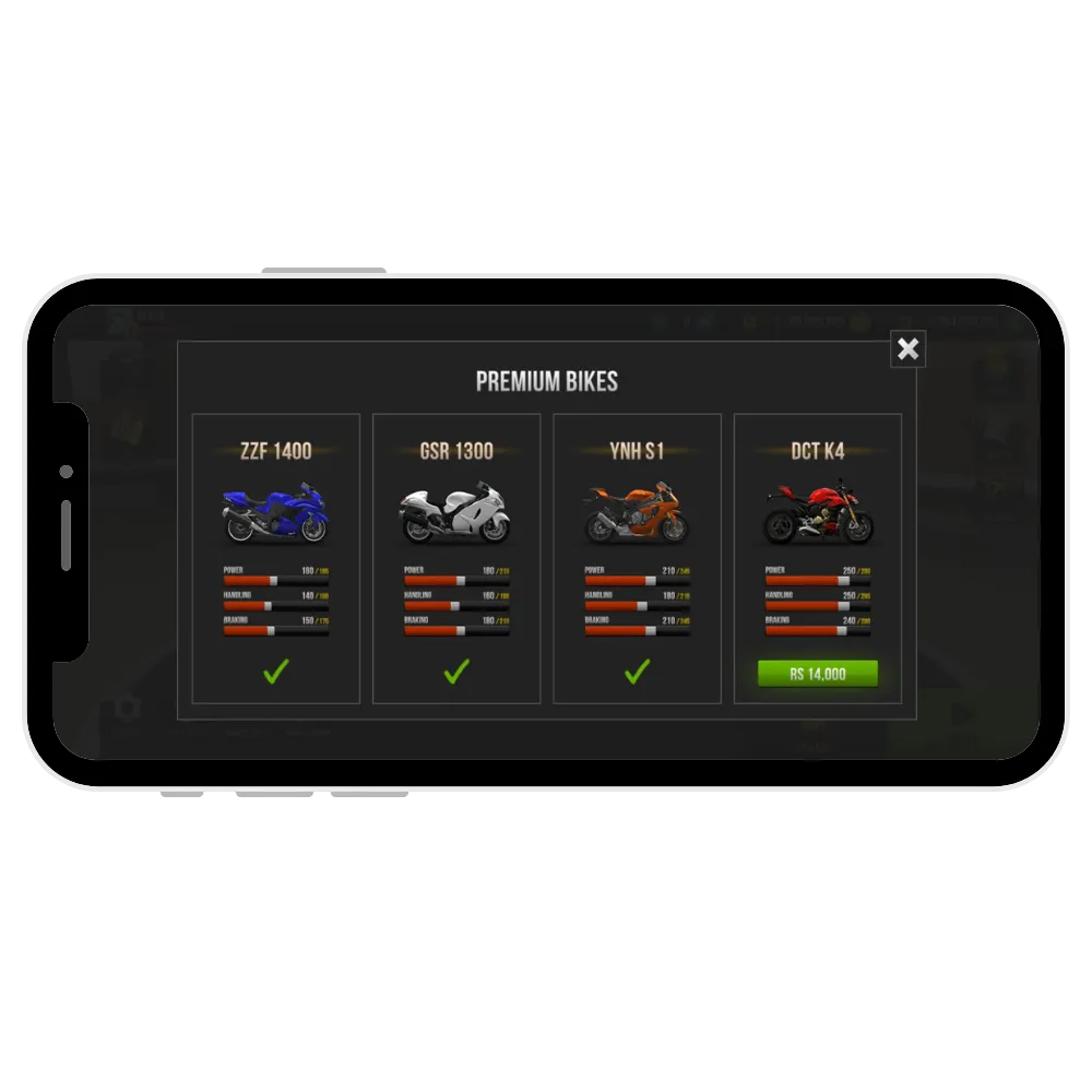 Premium bikes in traffic rider mod apk