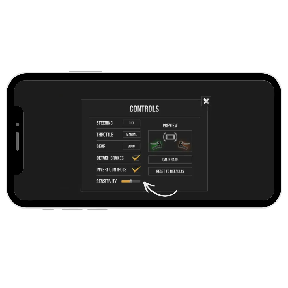 Sensitivity setting in traffic rider mod Apk