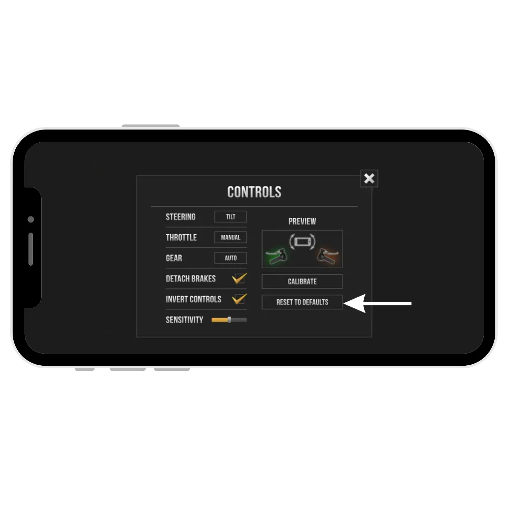 Return to default setting in traffic rider mod apk