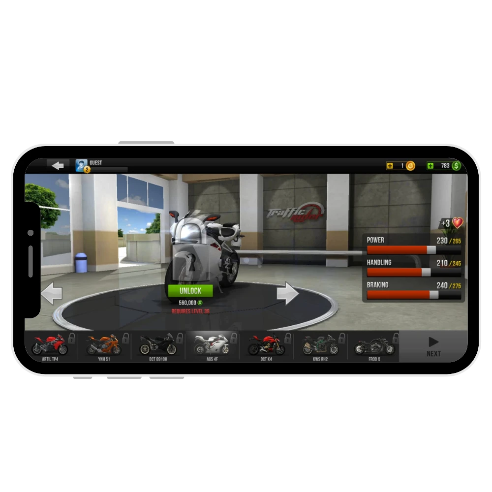 Expanded Garage Options in traffic Rider Apk