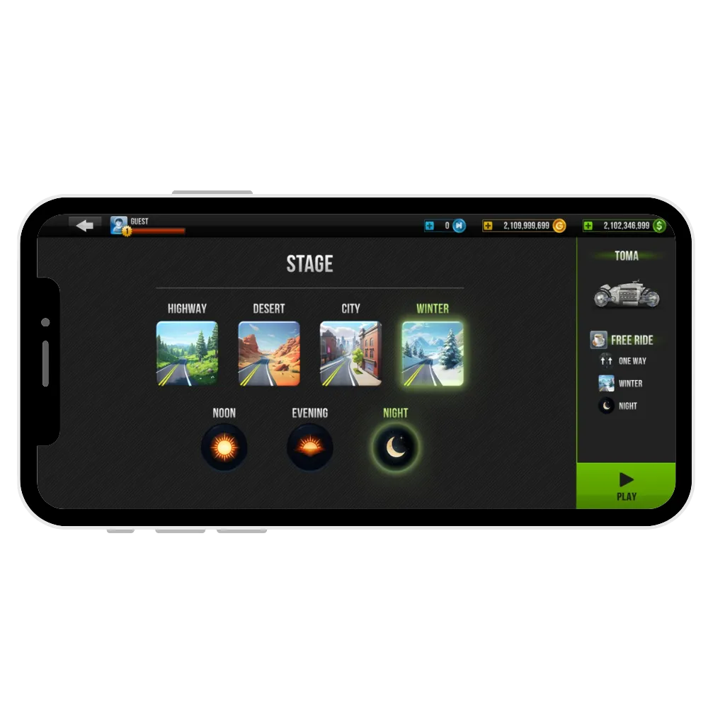 Various environments in traffic rider mod apk