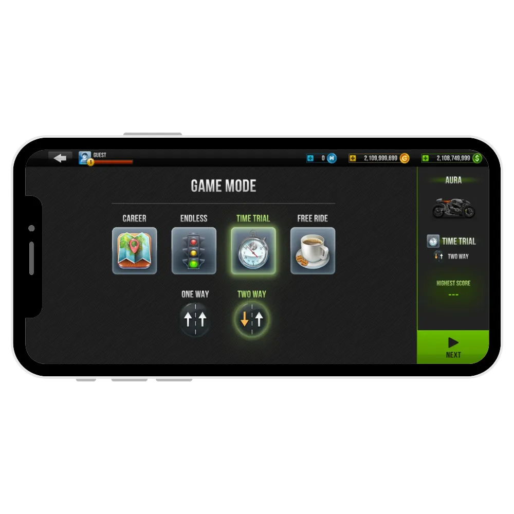 Time trail mode in traffic rider mod apk