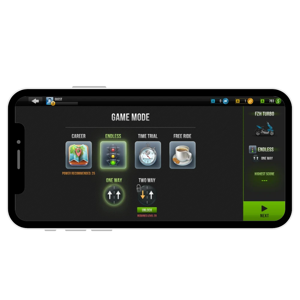 Infinite mode in traffic rider apk