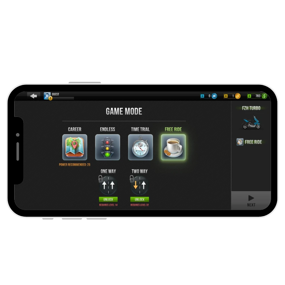 Free ride in traffic rider apk