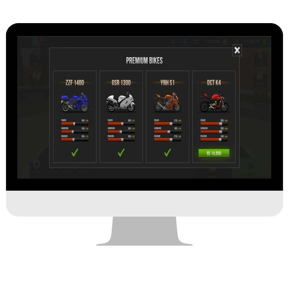 Premium Content unlock in traffic rider mod apk for Pc